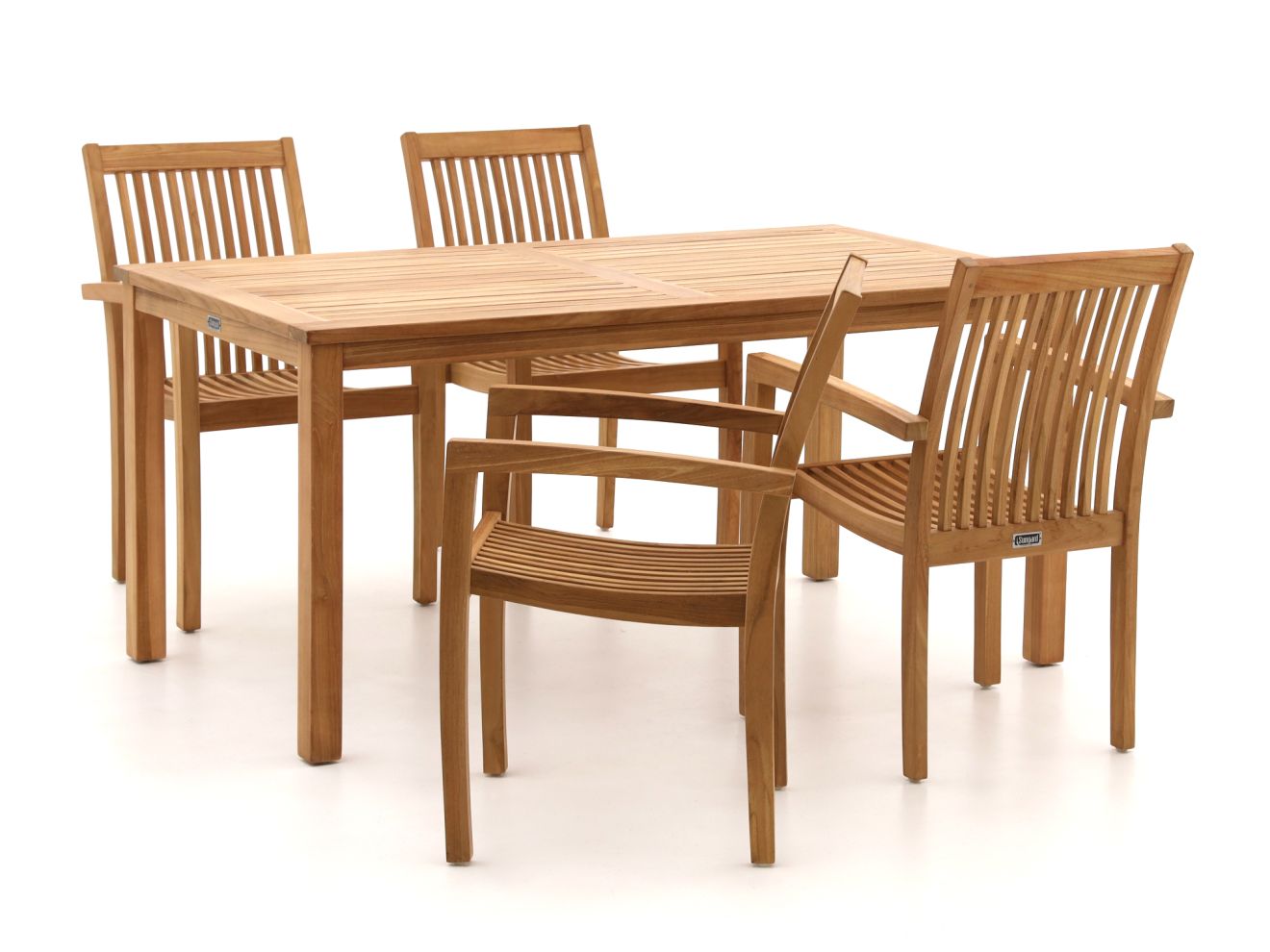 Sunyard Jakarta/Liverpool 160cm Gartenmöbel-Set 5-teilig Stapelbar Braun  Rabatt: 32 %