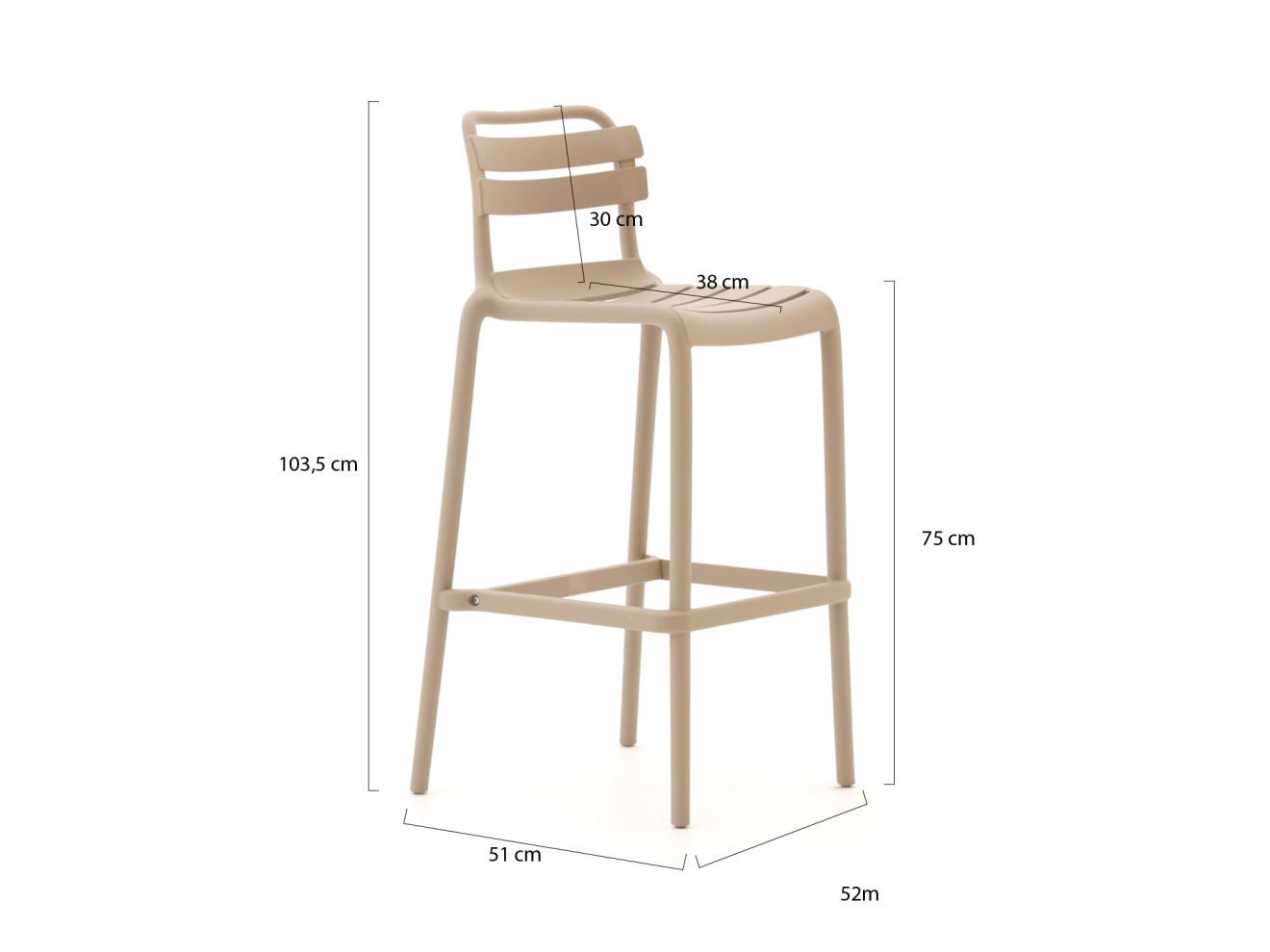 Forza Vico Barhocker Outdoor Taupe Forza Vico Barhocker Outdoor Taupe