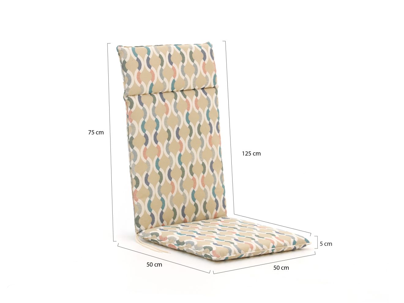 Madison Fiber Auflage Hochlehner 125x50 cm Grau 125x50cm