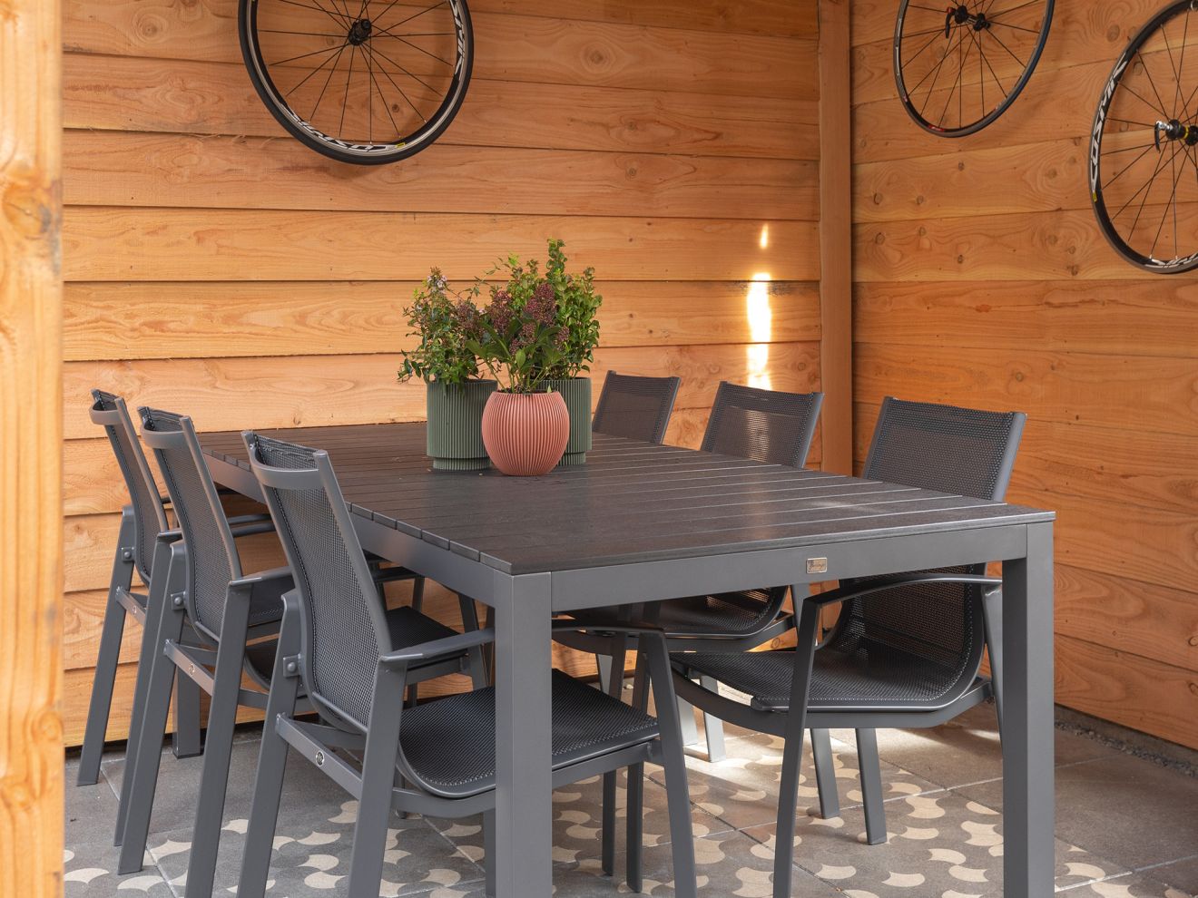 Bellagio Avio/Fidenza 220 cm Gartenmöbel-Set 7-teilig stapelbar Grau  Rabatt: 26 %