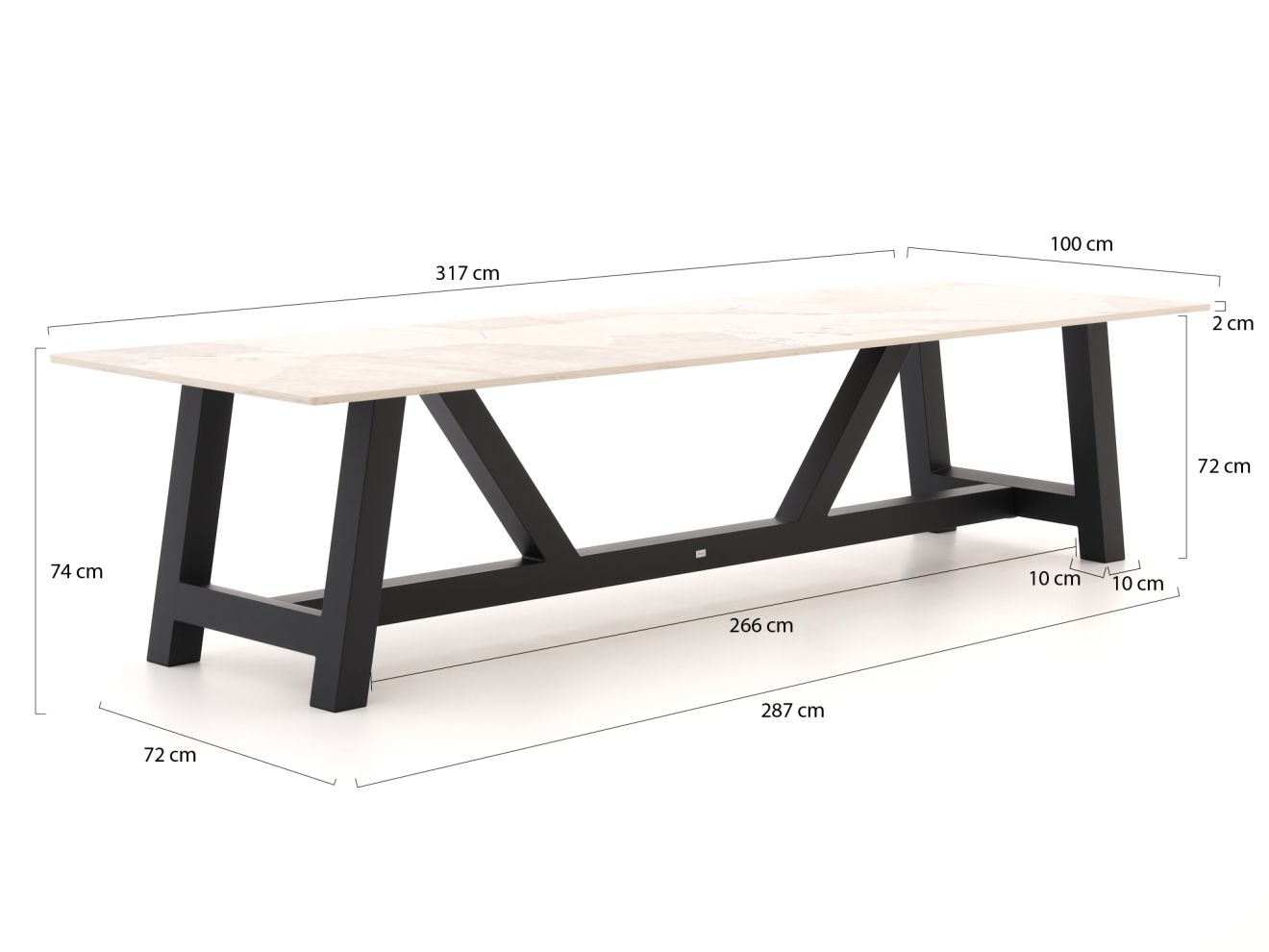 Bellagio Bresimo Gartentisch 317x100 cm Grau  Rabatt: 20 %