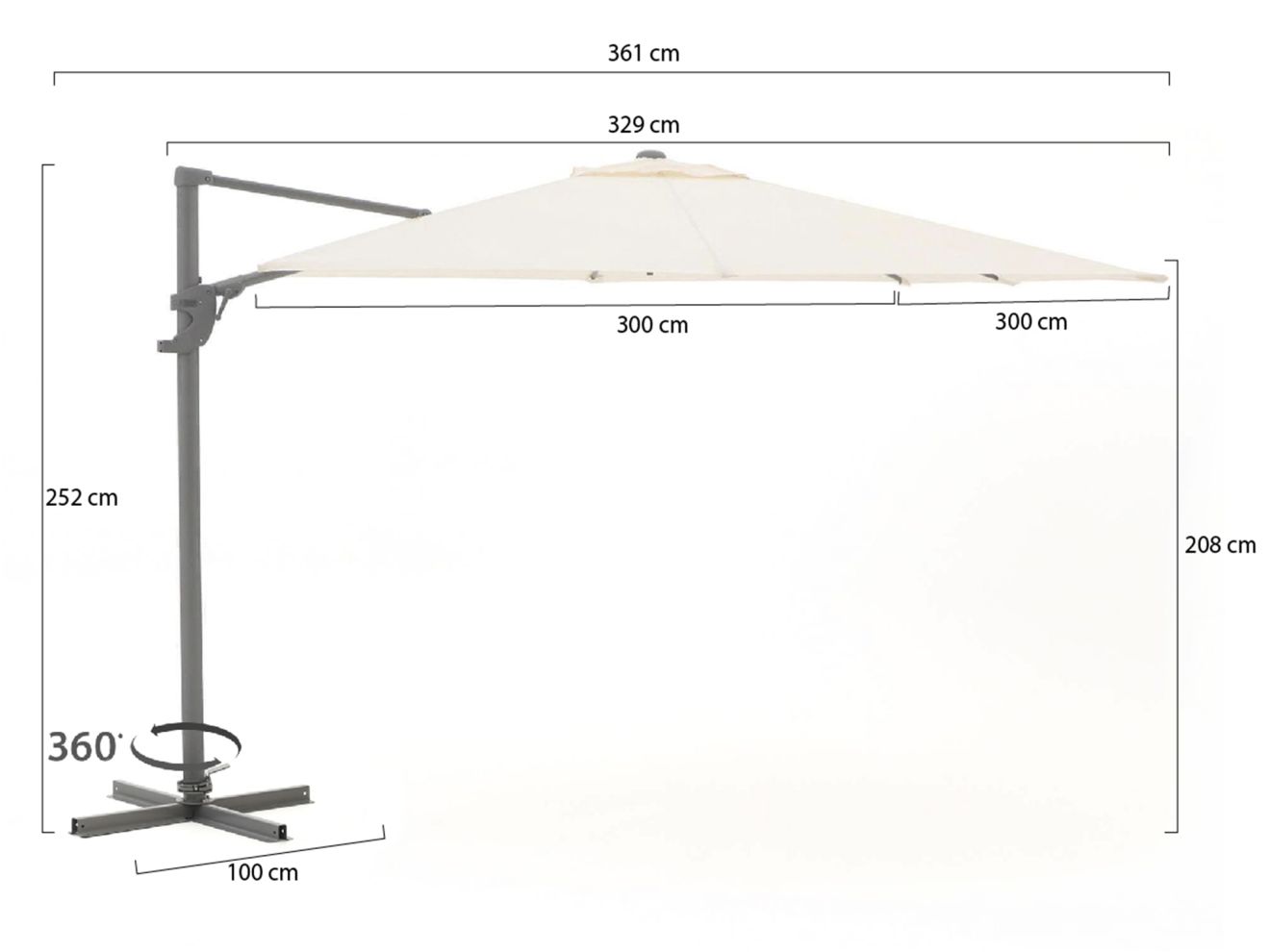 Shadowline Francisco Ampelschirm 300x300 cm günstig online kaufen