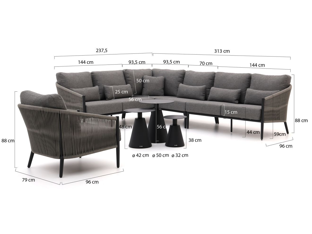 Bellagio Mineo/Tusa Ecklounge-Set 8-teil...