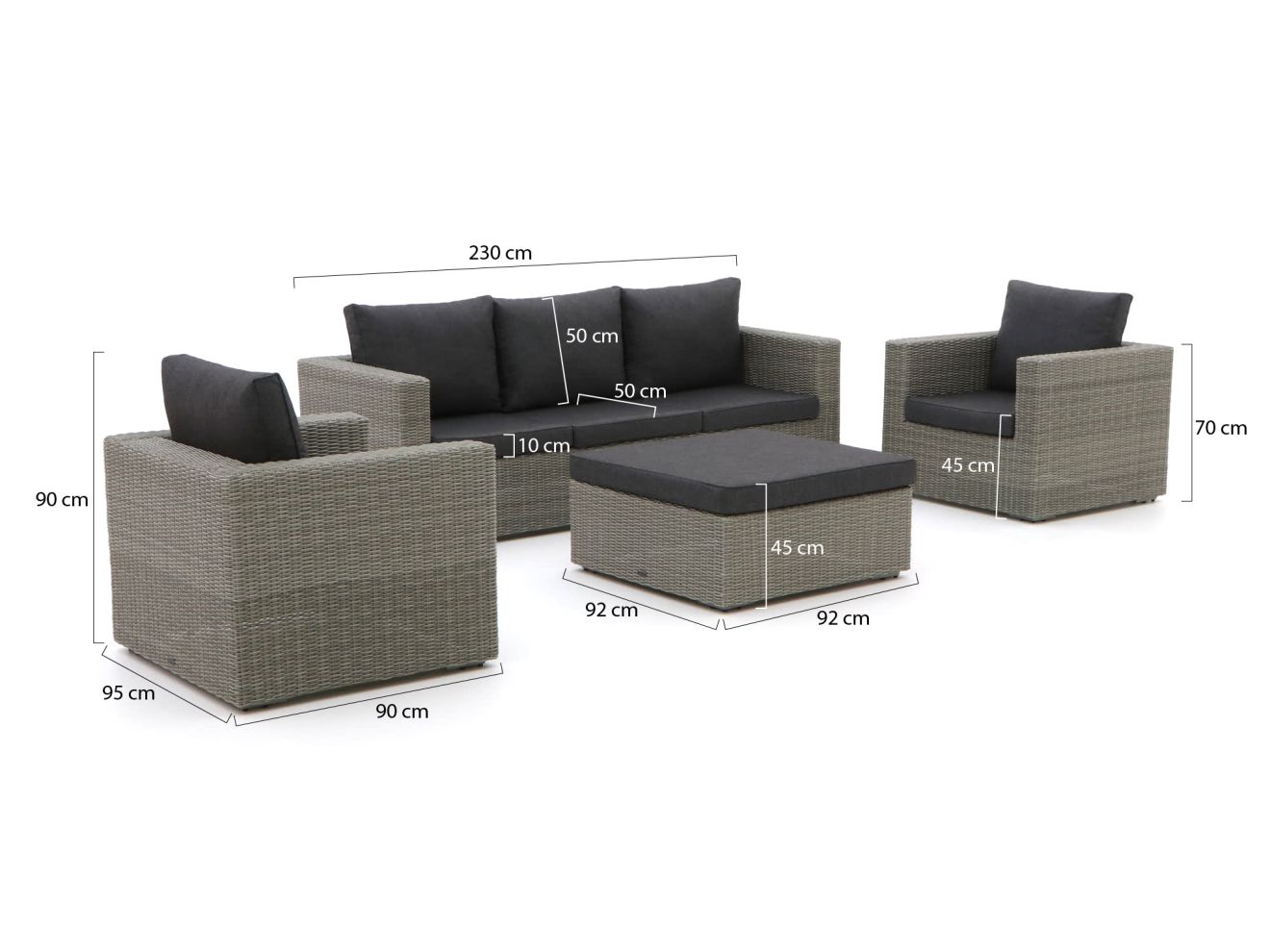Intenso Carpino Sessel-Sofa Lounge-Set 4...
