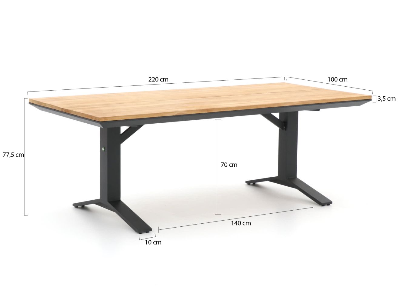 SUNS Florine/Stockholm 220 cm Gartenmöbel-Set 7-teilig stapelbar Grau