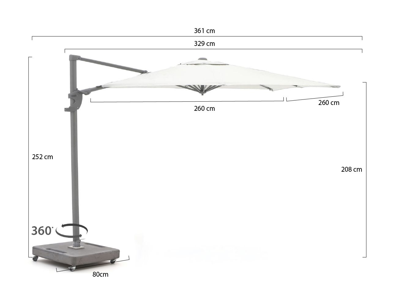 Shadowline Francisco zweefparasol 260x260cm günstig online kaufen