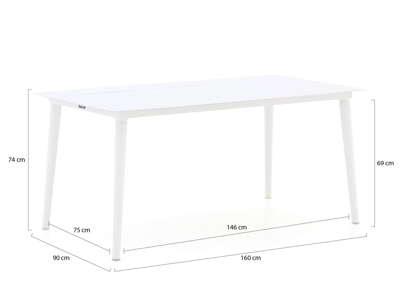 Bellagio Dranera/Sora 160 cm Gartenmöbel-Set 5-teilig stapelbar Weiß  Rabatt: 20 %