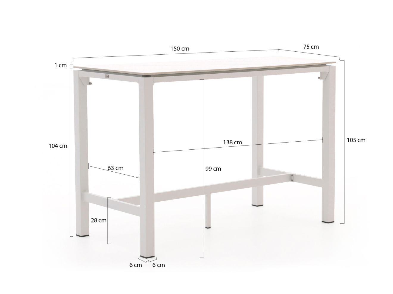 Bellagio Roma/Trecenta 150 cm Gartenbar-...