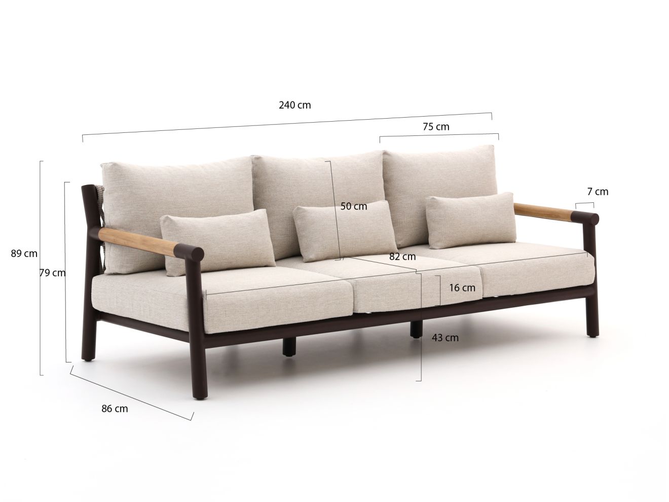Zavelli Divina Gartensofa 3-Sitzer 237 cm günstig online kaufen