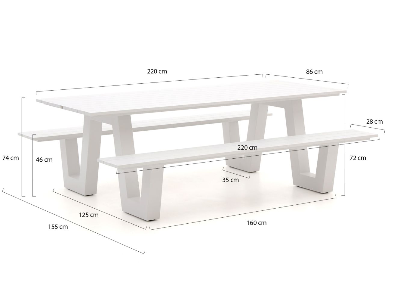 Bellagio Cavoli Picknicktisch 220x86x74 ...