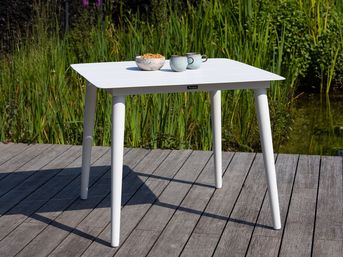 Forza Sile/Sora 90 cm Gartenmöbel-Set 5-teilig stapelbar Weiß  Rabatt: 19 %