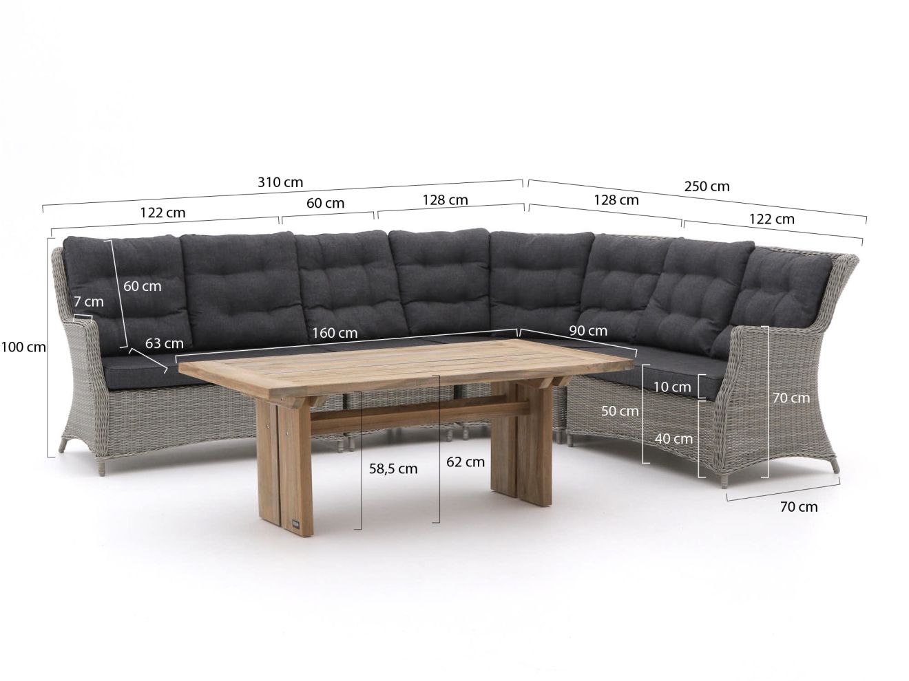 Intenso Milano/ROUGH-L Gartentisch Loung...