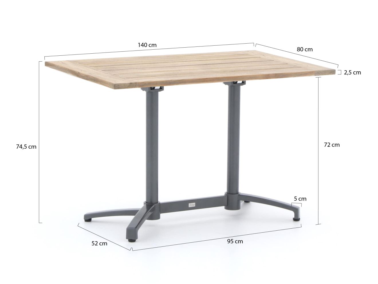 Bellagio Canzo Gartentisch klappbar 140x80x75 cm günstig online kaufen