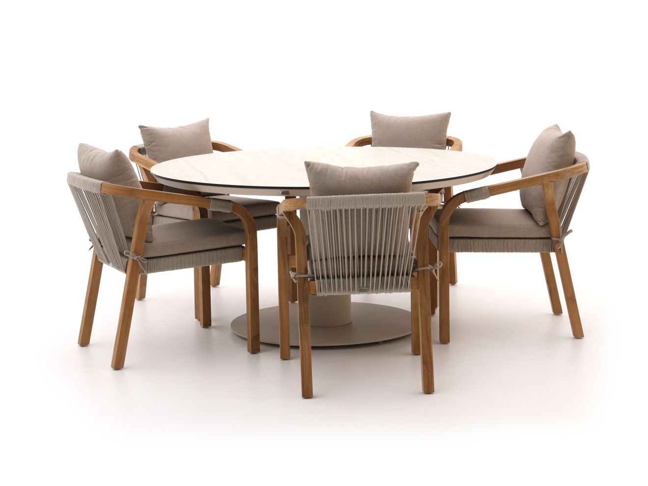 Bellagio Perzano/La Fonte ø 150 cm Gartenmöbel-Set 6-Teilig stapelbar günstig online kaufen