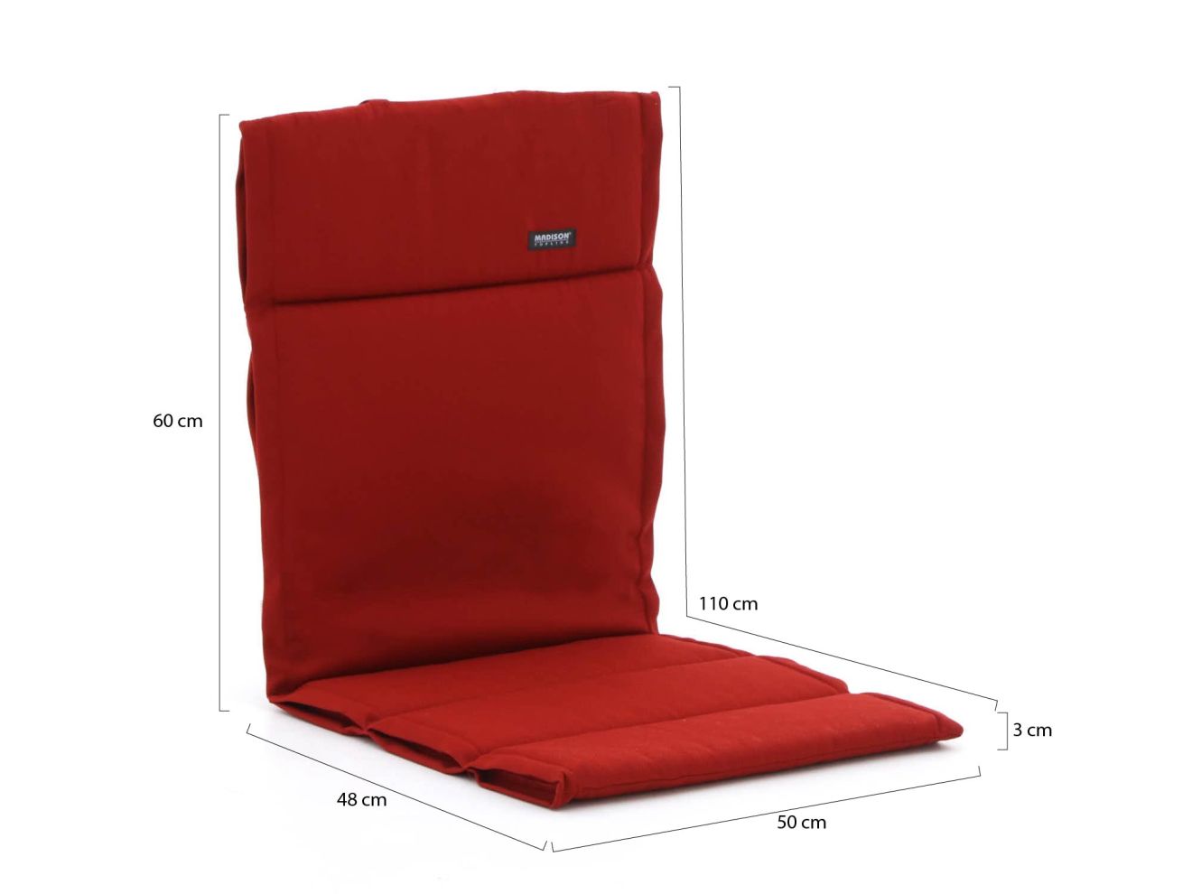Madison Auflage Niedriglehner dünn 110x50 cm Rot 110x50cm Rabatt: 33 %