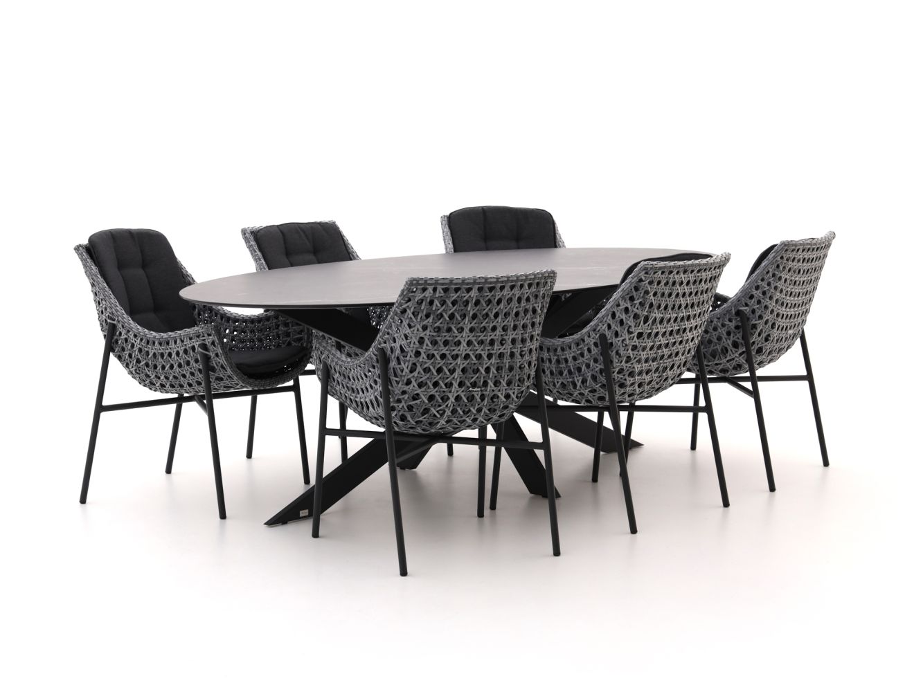 Manifesto Novara/Furato ellips 240 cm Gartenmöbel-Set 7-teilig günstig online kaufen