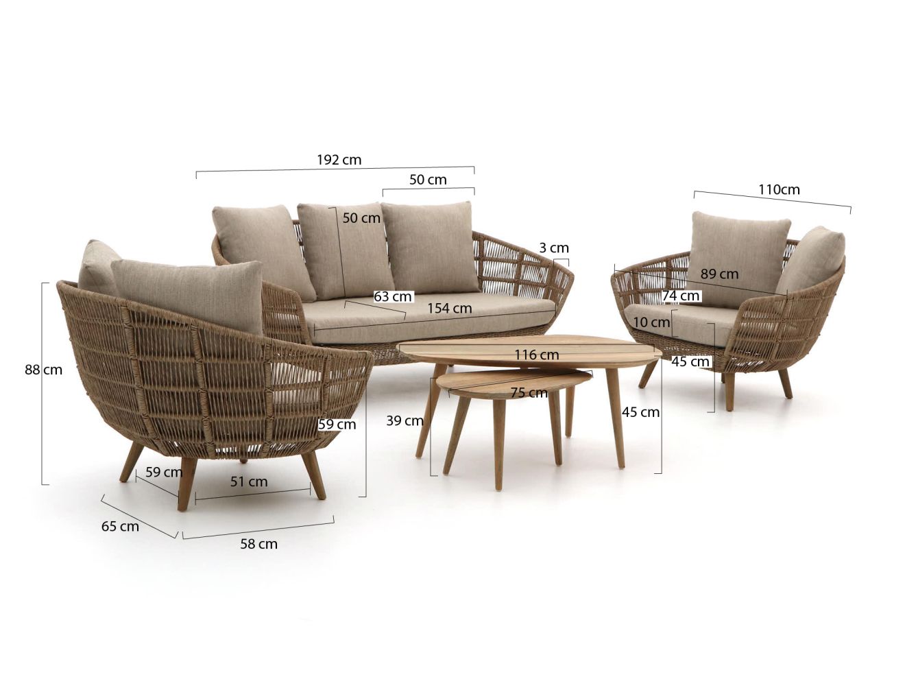 Intenso Stila/ROUGH-K Sessel-Sofa Lounge-Set 5-teilig Braun 0x0cm Rabatt: 17 %