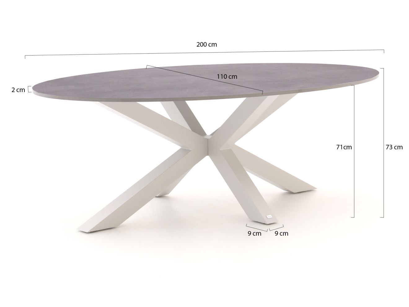 Bellagio Induno Ellips Gartentisch 200x110 cm günstig online kaufen