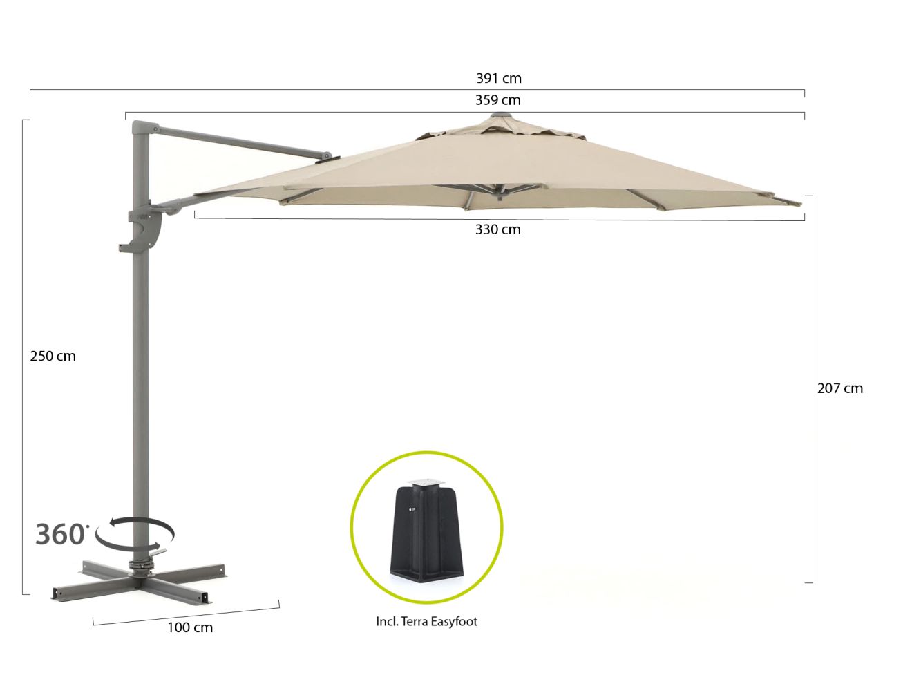 Shadowline Francisco Ampelschirm ø 330 cm günstig online kaufen