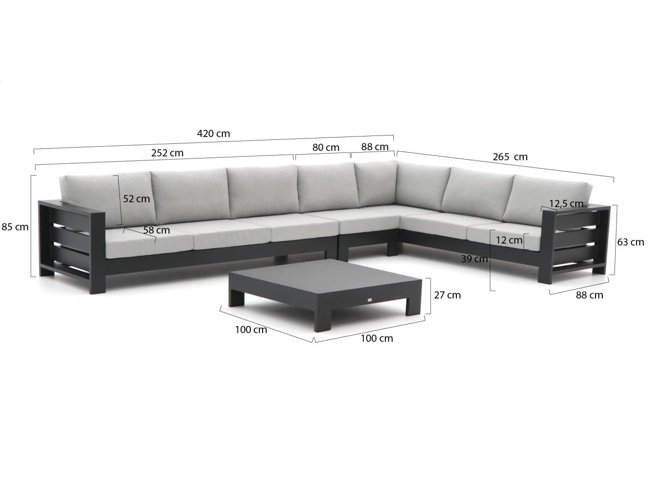 Bellagio Avolo Ecklounge-Set 4-teilig rechts Grau 420x265cm Rabatt: 40 %