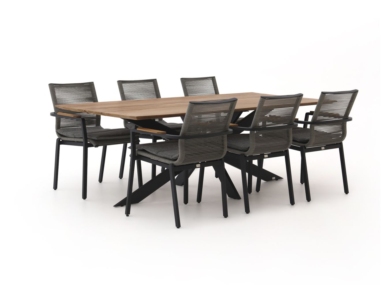 Bellagio Marudo/Furato 220 cm Gartenmöbel-Set 7-Teilig Stapelbar günstig online kaufen