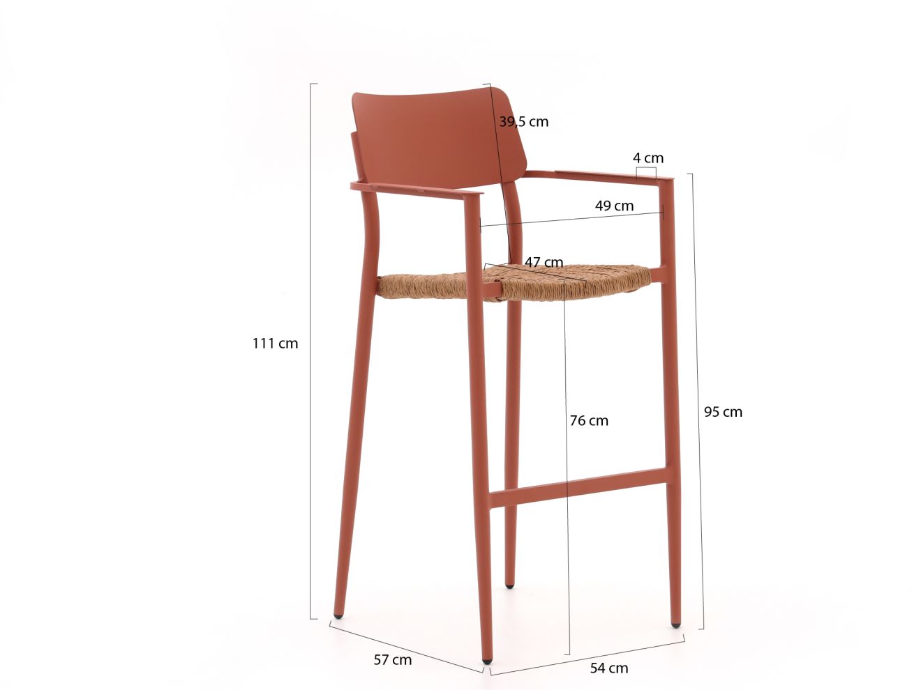 Bellagio Cino 175 cm Gartenbar-Set 5-Teilig Stapelbar Rot  Rabatt: 19 %