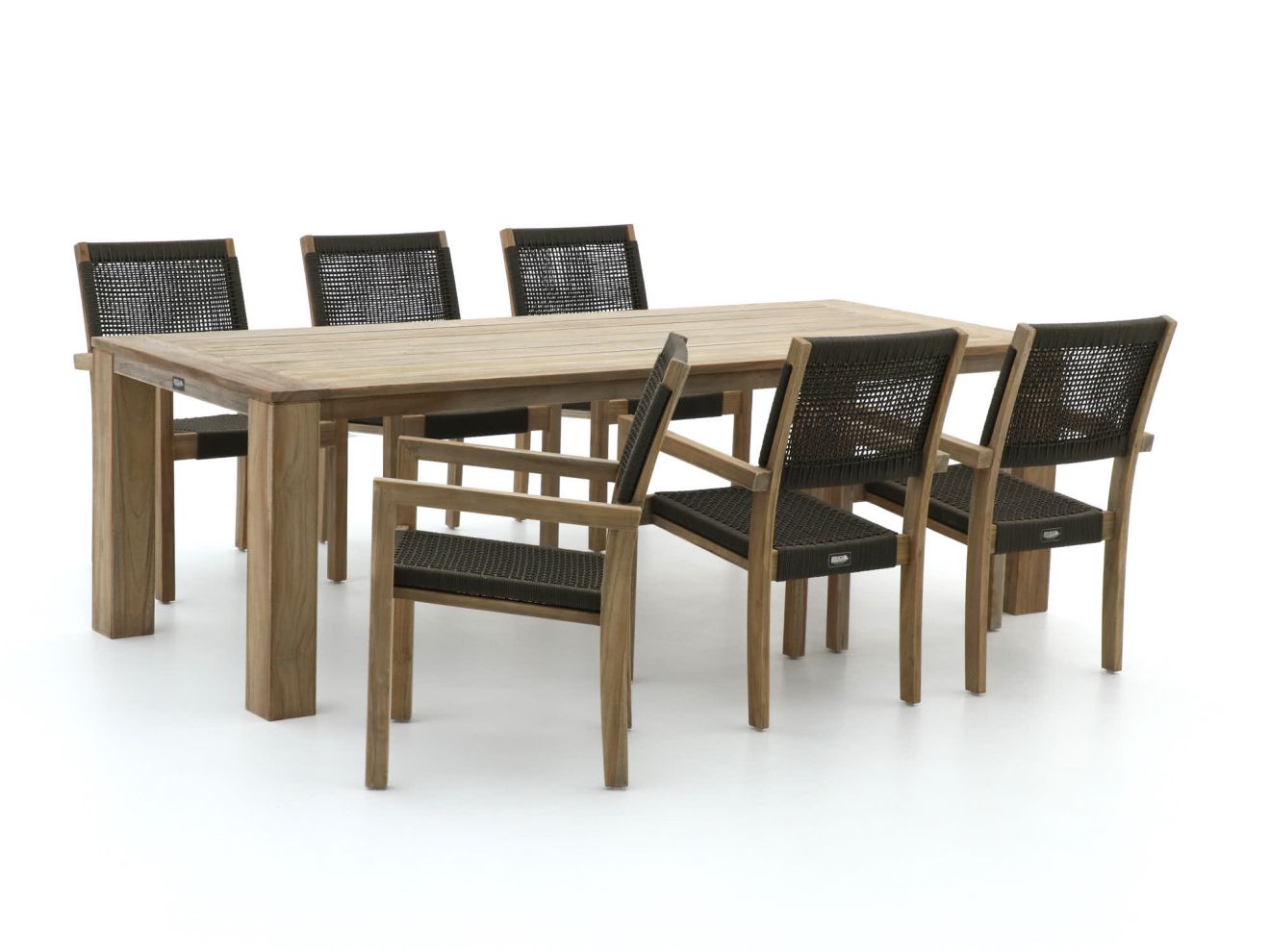 ROUGH Batang/ROUGH-X 240 cm Gartenmöbel-Set 7-teilig stapelbar Braun  Rabatt: 24 %