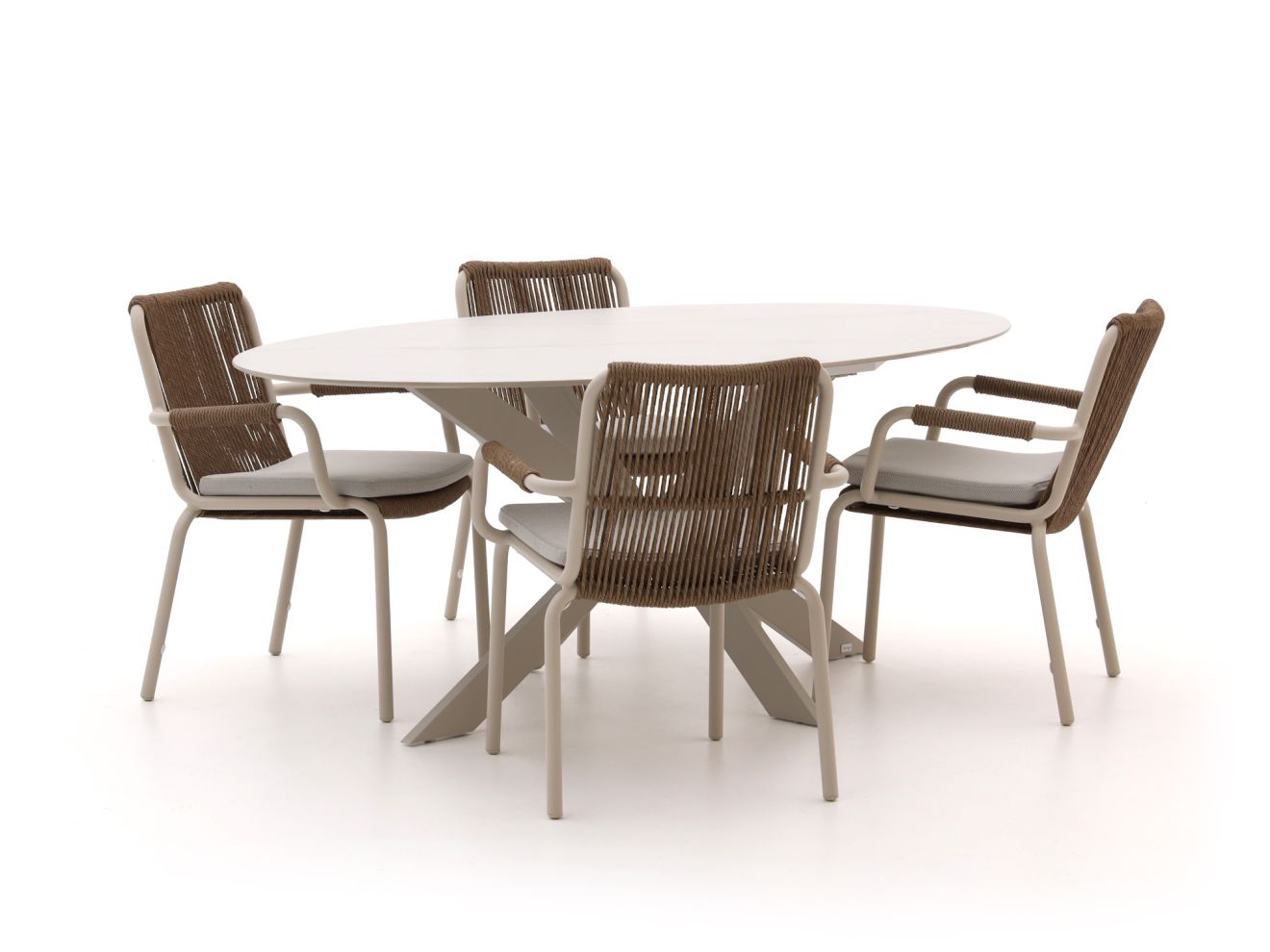 Bellagio Caronia/Furato ellips 200 cm Gartenmöbel-Set 5-Teilig Stapelbar günstig online kaufen