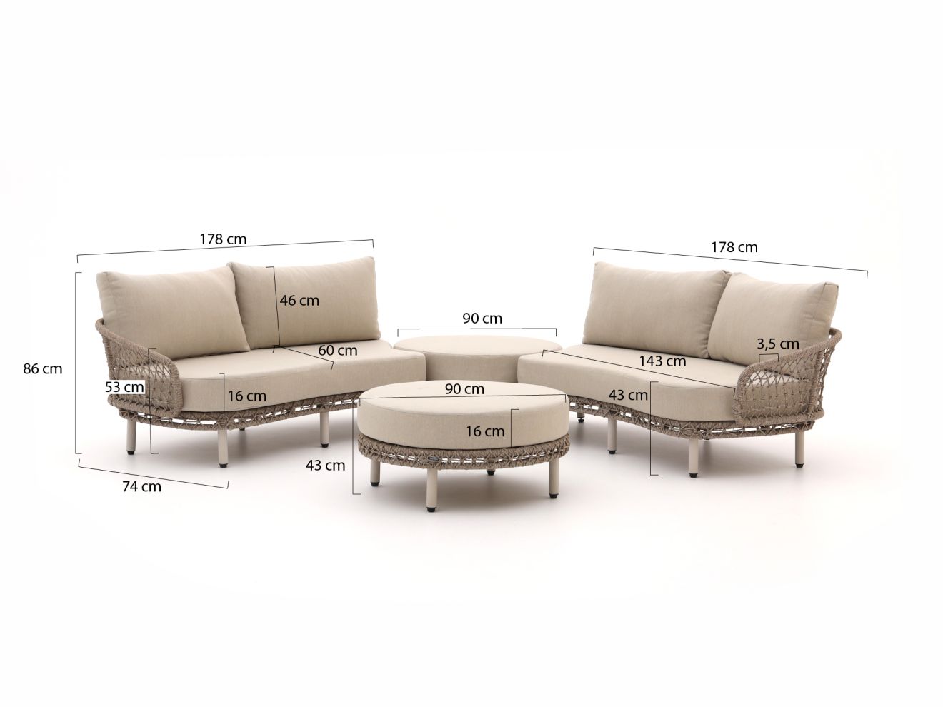 Intenso Nusco Ecklounge-Set 4-teilig Taupe 223x223cm Rabatt: 20 %