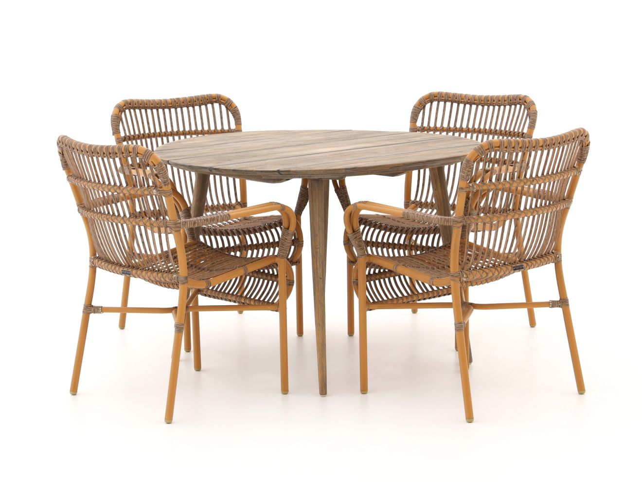 Intenso Parma/ROUGH-K ø 115 cm Gartenmöbel-Set 5-teilig stapelbar günstig online kaufen