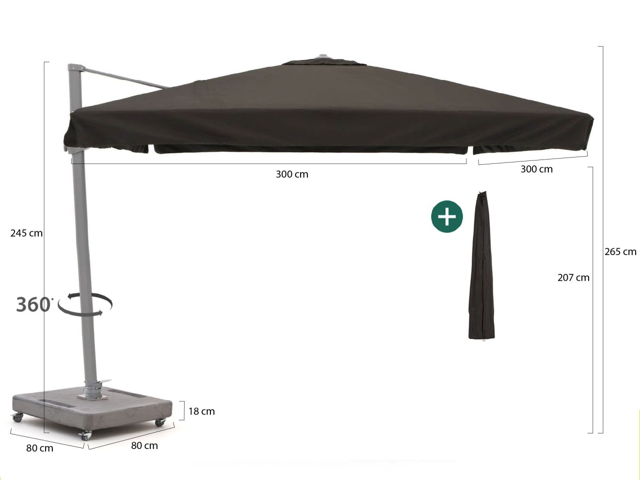 Shadowline Miami  Ampelschirm 300x300 cm günstig online kaufen