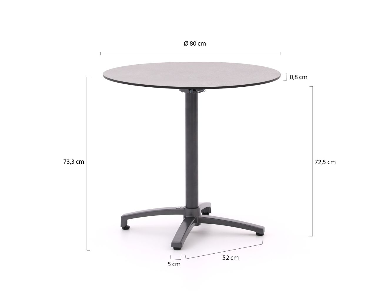 Bellagio Canzo Gartentisch klappbar ø 80 cm (h:73 cm) günstig online kaufen