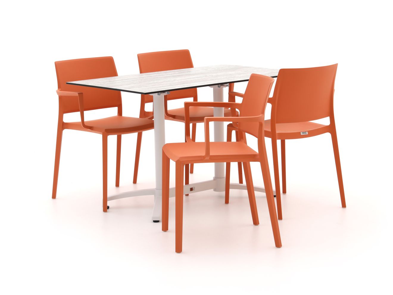 Forza Sile/Canzo 120 cm Gartenmöbel-Set 5-teilig stapelbar klappbar Orange  Rabatt: 19 %