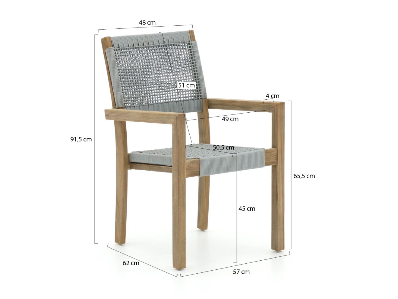 ROUGH-Batang Rope/ROUGH-X 200cm dining tuinset 5-delig stapelbaar günstig online kaufen