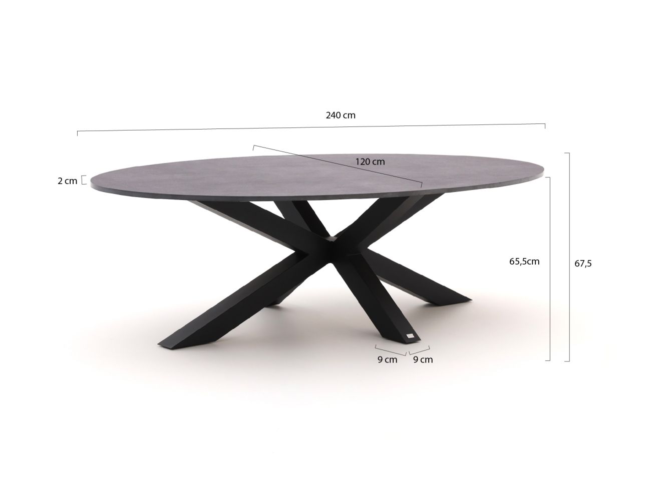 Bellagio Induno Ellips Low Dining Gartentisch 240x120 cm günstig online kaufen