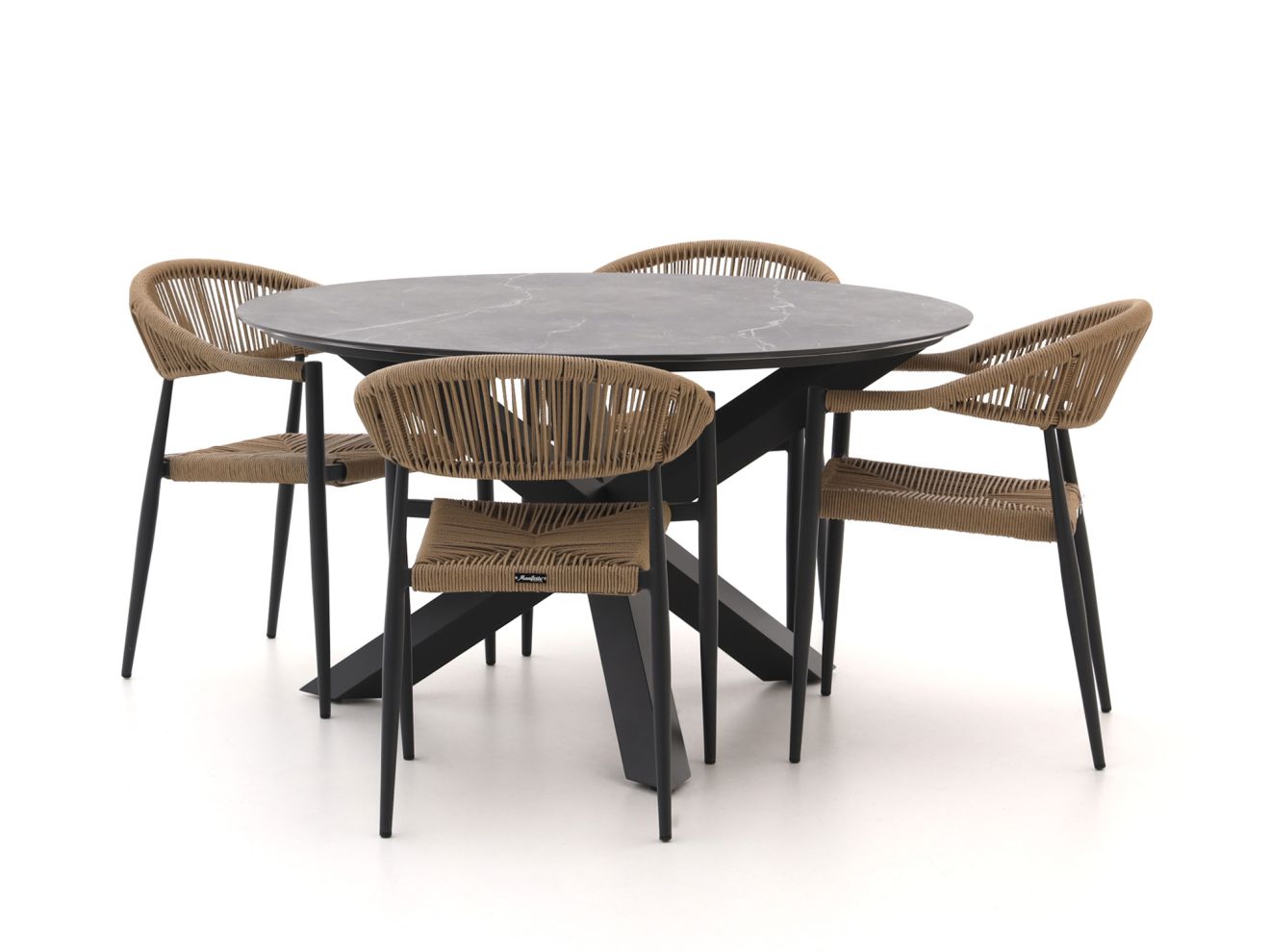 Manifesto Belpasso/Lodola ø 130 cm Gartenmöbel-Set 5-teilig stapelbar günstig online kaufen