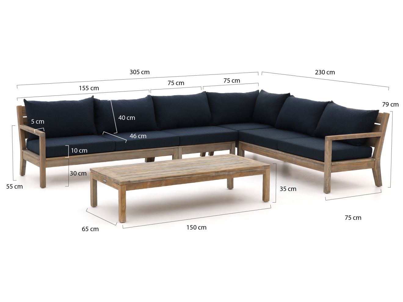 ROUGH Batang Ecklounge-Set 5-teilig rechts Braun 305x230cm Rabatt: 20 %