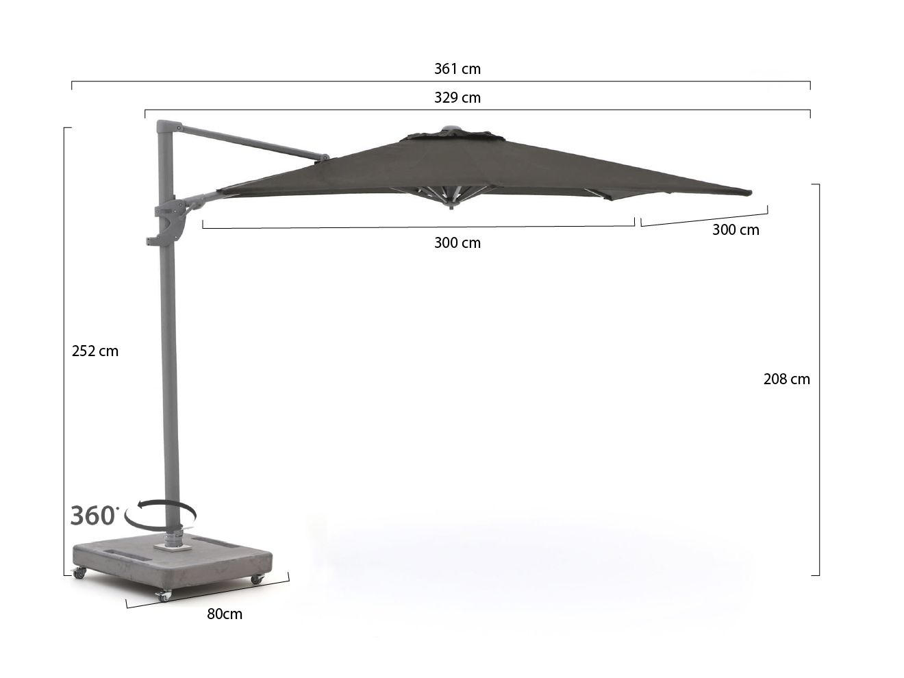 Shadowline Francisco Ampelschirm 260x260 cm günstig online kaufen