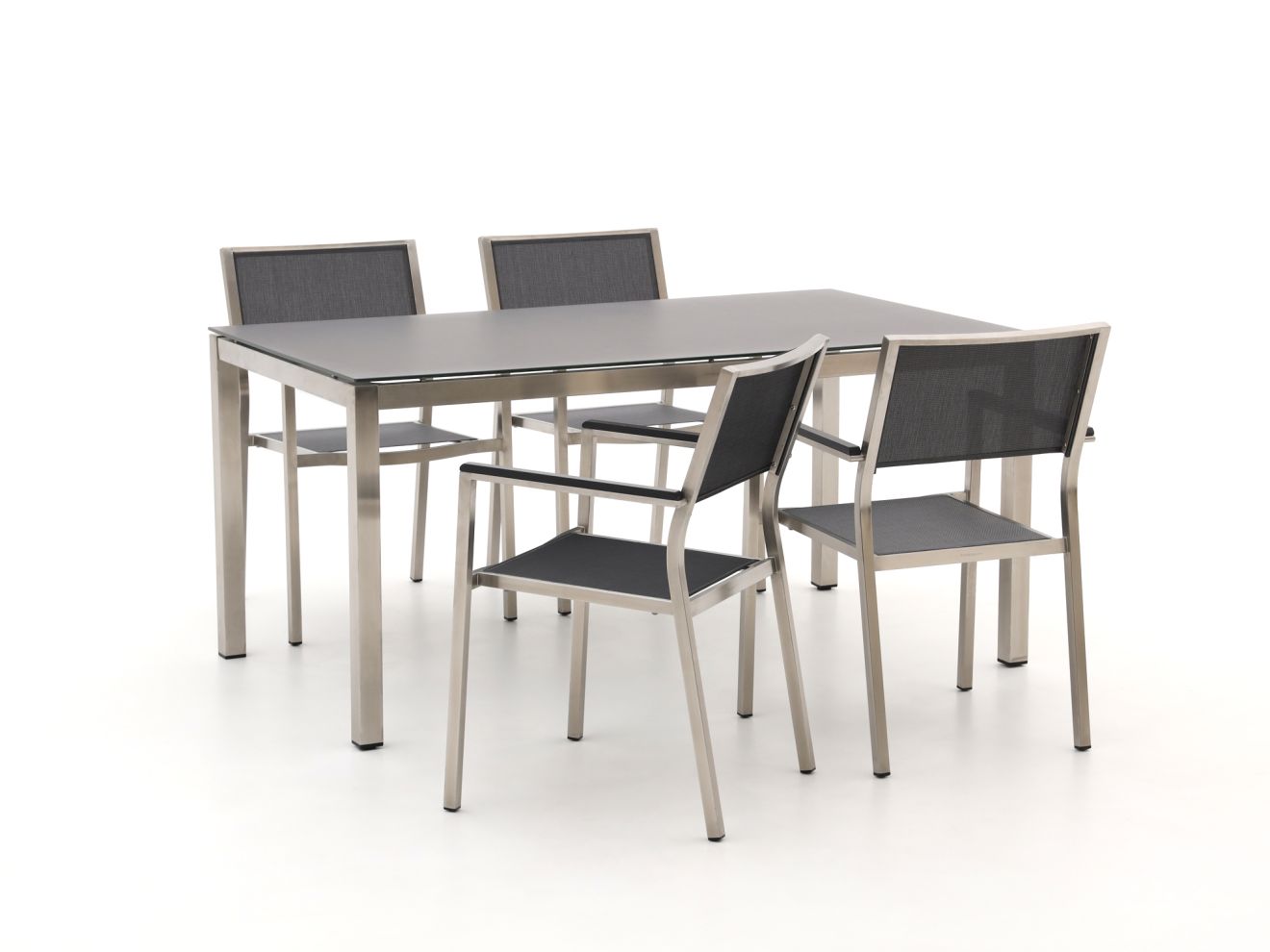 Bernstein Freiburg 160 cm Gartenmöbel-Set 5-teilig stapelbar Grau  Rabatt: 22 %