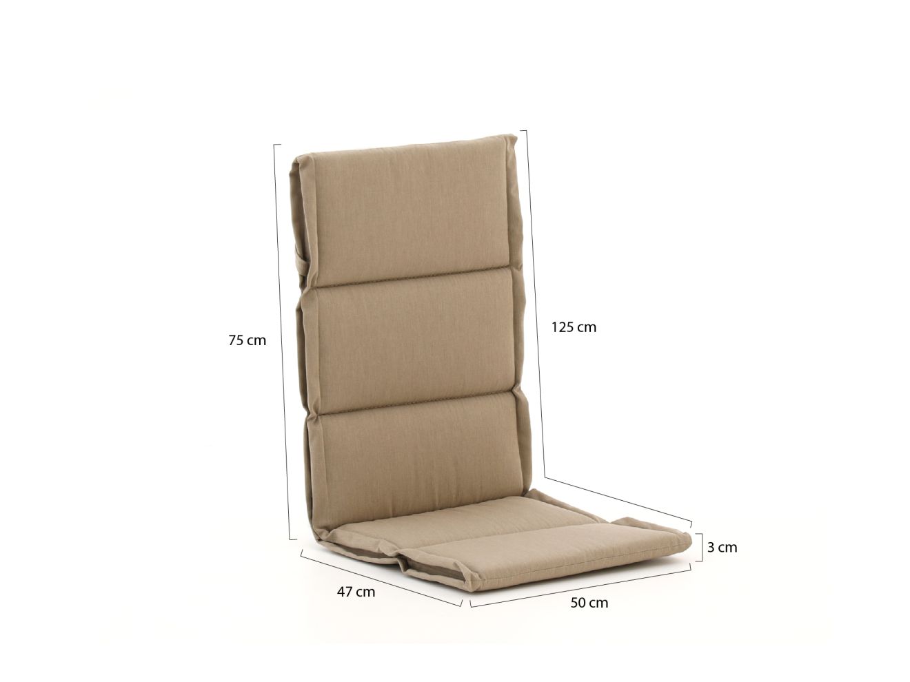 Tex Style Auflage Hochlehner dünn 125x50 cm Taupe 125x50cm