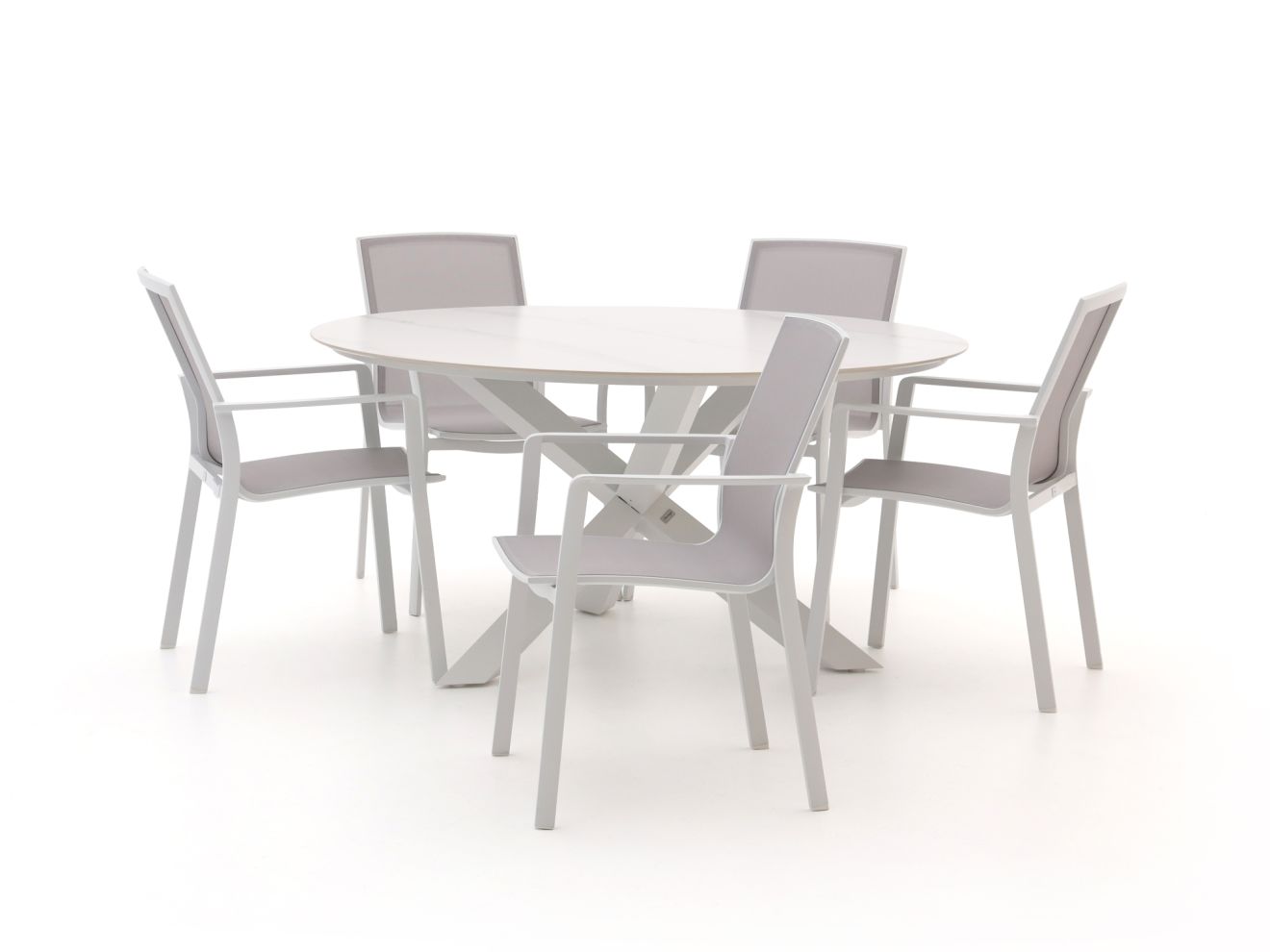 Bellagio Dranera/Lodola ø 150 cm Gartenmöbel-Set 6-teilig stapelbar Weiß 150cm Rabatt: 20 %