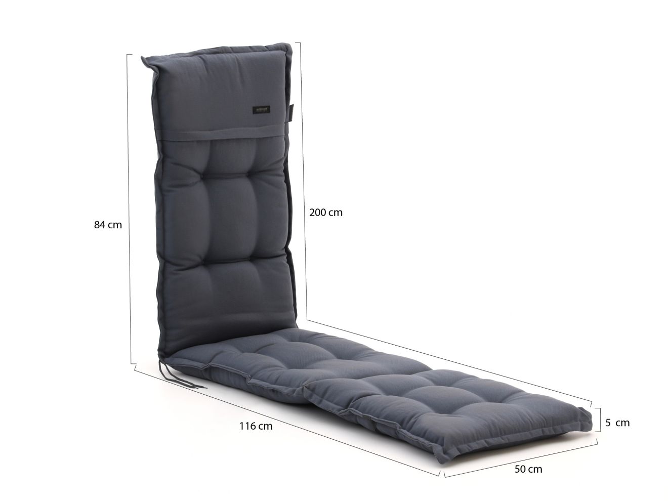 Madison Deckchairauflage 200x50  cm Grau 200x50cm