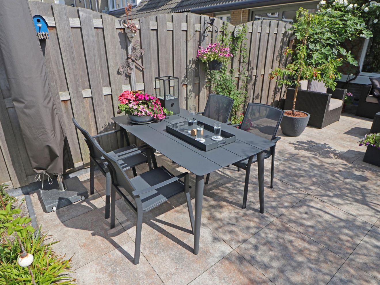Bellagio Dranera/Sora 160 cm Gartenmöbel-Set 5-teilig stapelbar Grau  Rabatt: 20 %