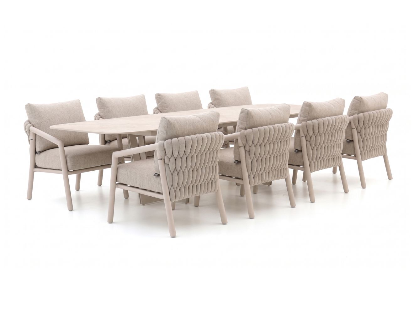 + 15 % Kassenrabatt | SUNS Sato/Palermo 280 cm Low Dining Gartenmöbel-Set 9-teilig