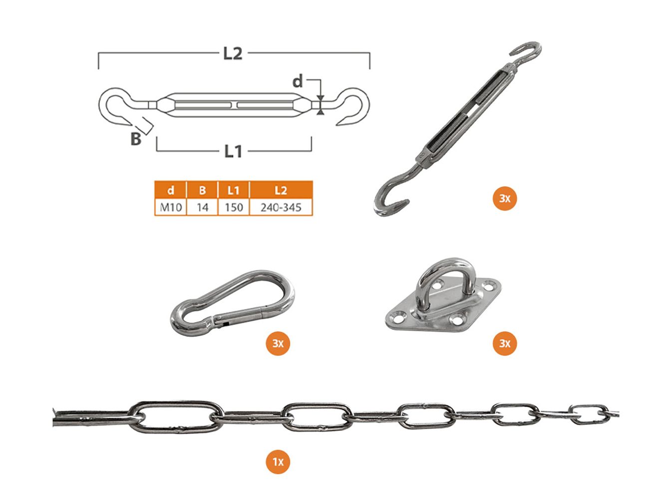 Shadow Comfort Befestigungsset für Sonnensegel Dreieck