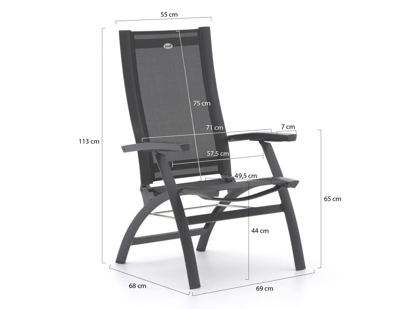 Hartman Primo/Sestino 90 cm Gartenmöbel-Set 5-Teilig verstelbaar Grau  Rabatt: 32 %