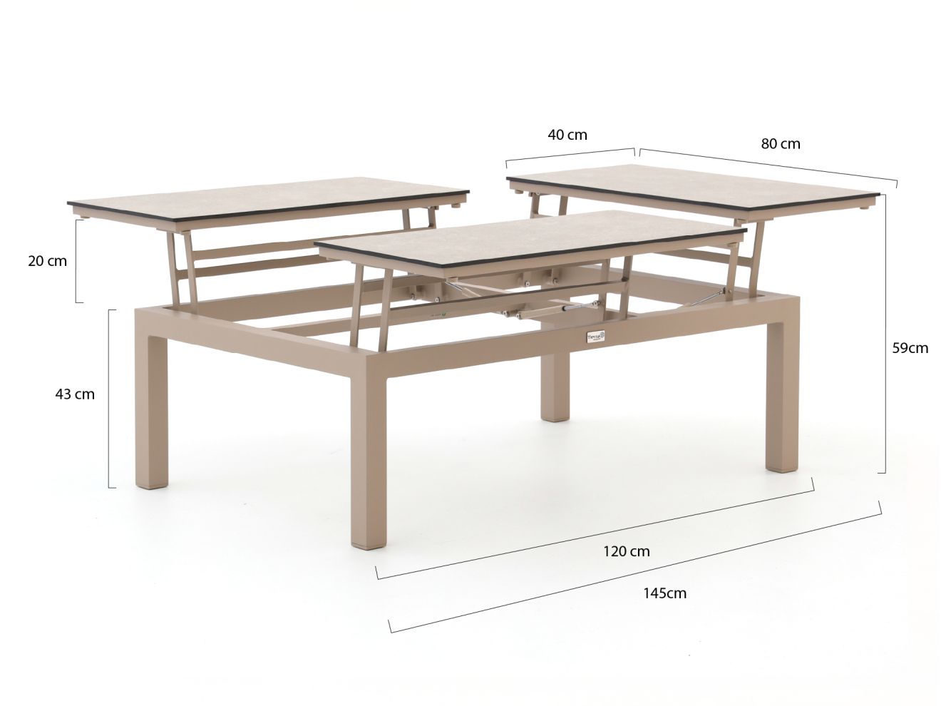 Tierra Outdoor Flip-Up Loungetisch 120x80x43 cm günstig online kaufen