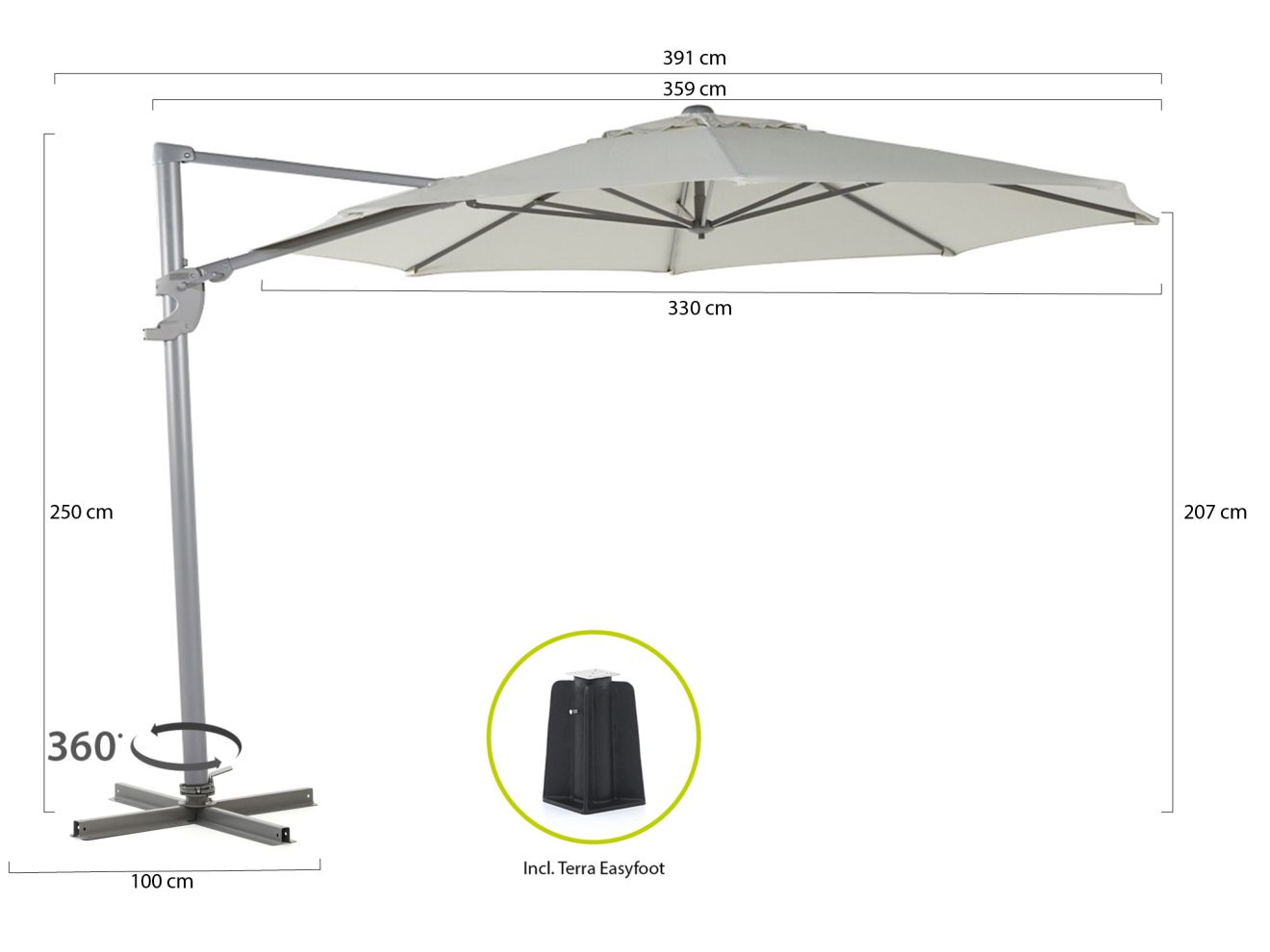 Shadowline Francisco Ampelschirm ø 330 cm Weiß 330cm Rabatt: 16 % Shadowline Francisco Ampelschirm ø 330 cm Weiß 330cm Rabatt: 16 %