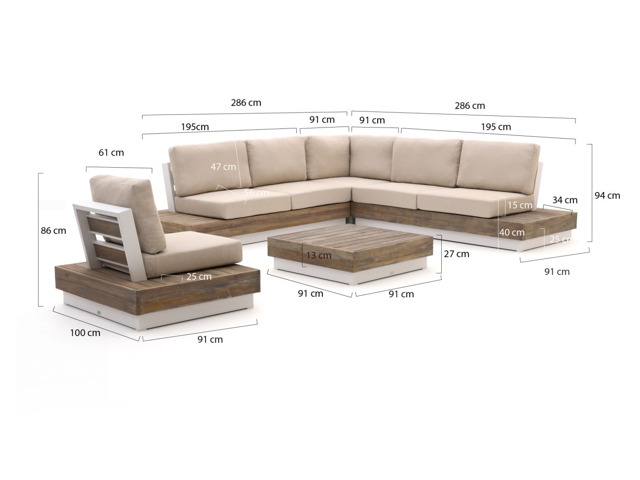 Bellagio Pilago Ecklounge-Set 5-teilig Weiß 0x0cm Rabatt: 20 %