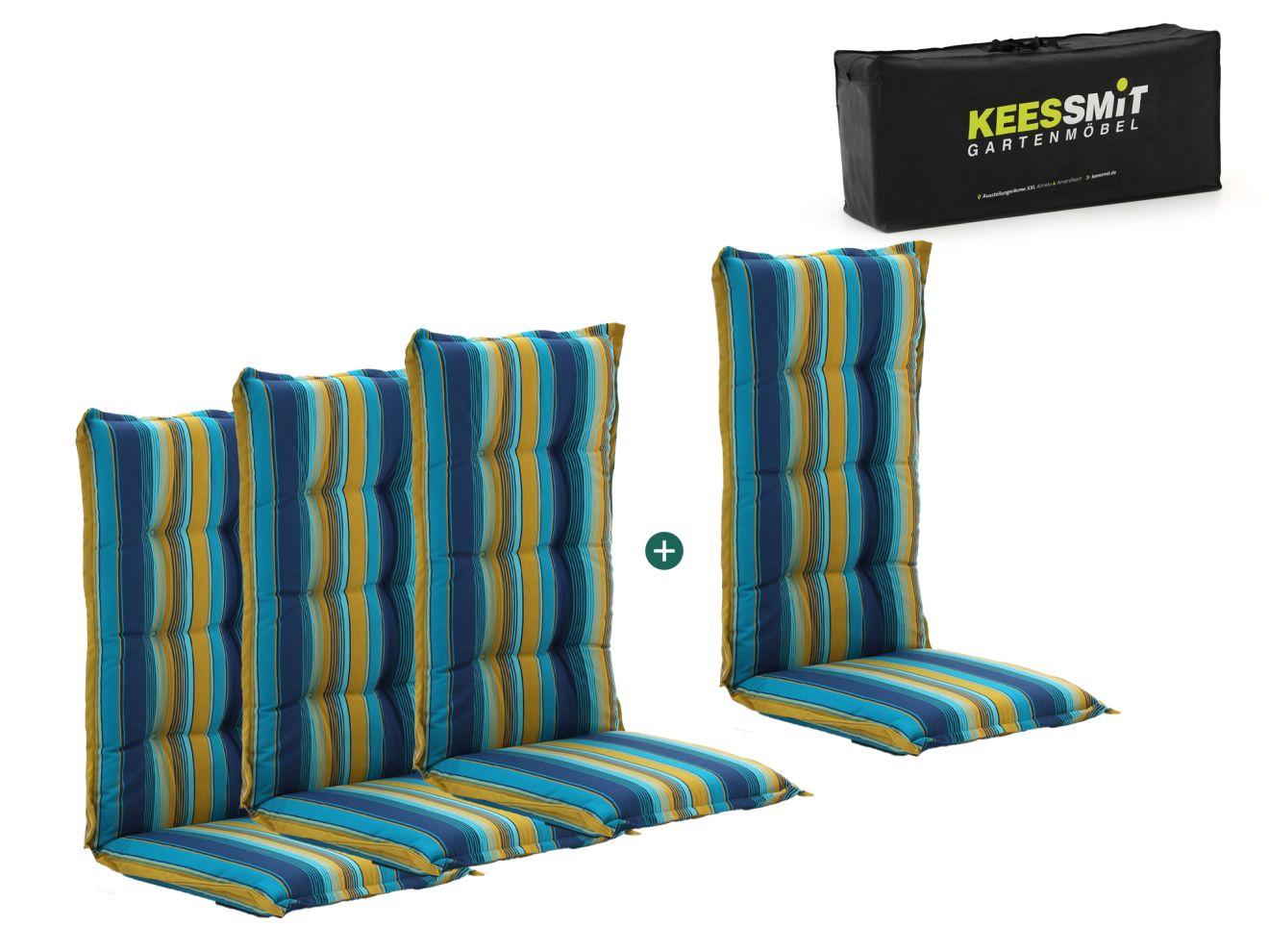 Madison 4er Hochleher Auflagen Set Blau/Gelb/Grün  Rabatt: 30 %